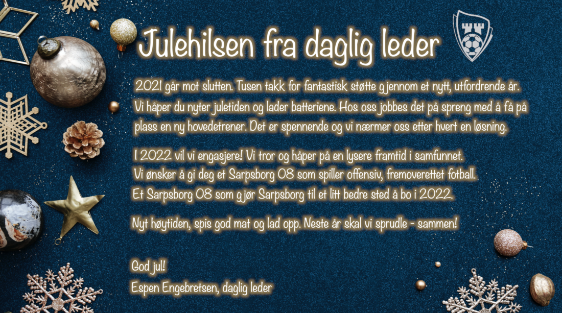 Julehilsen Fra Daglig Leder Sarpsborg 08 